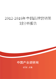 2012-2016年中國(guó)品牌營(yíng)銷策劃分析報(bào)告
