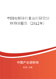 中國(guó)電解鋅行業(yè)運(yùn)行研究分析預(yù)測(cè)報(bào)告（2012年）