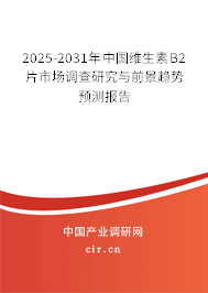 2025-2031年中國維生素B2片市場調(diào)查研究與前景趨勢預(yù)測報告