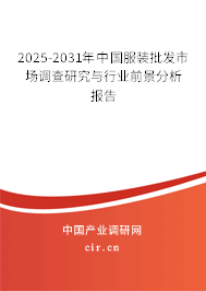 2025-2031年中國服裝批發(fā)市場調(diào)查研究與行業(yè)前景分析報告