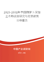 2025-2031年中國胡蘿卜深加工市場調(diào)查研究與前景趨勢分析報告