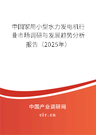 中國家用小型水力發(fā)電機行業(yè)市場調(diào)研與發(fā)展趨勢分析報告（2025年）
