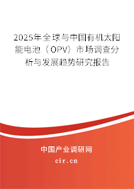 2025年全球與中國有機(jī)太陽能電池（OPV）市場調(diào)查分析與發(fā)展趨勢研究報告