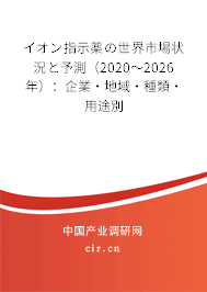 イオン指示薬の世界市場狀況と予測（2020～2026年）：企業(yè)·地域·種類·用途別