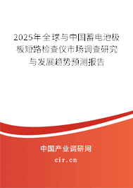 2025年全球與中國蓄電池極板短路檢查儀市場調(diào)查研究與發(fā)展趨勢預(yù)測報告