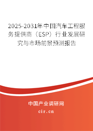 2025-2031年中國汽車工程服務提供商（ESP）行業(yè)發(fā)展研究與市場前景預測報告