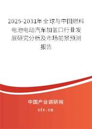 2025-2031年全球與中國(guó)燃料電池電動(dòng)汽車加氫口行業(yè)發(fā)展研究分析及市場(chǎng)前景預(yù)測(cè)報(bào)告