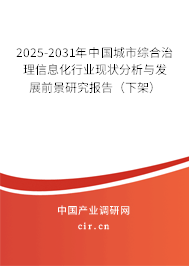 2025-2031年中國城市綜合治理信息化行業(yè)現(xiàn)狀分析與發(fā)展前景研究報告（下架）