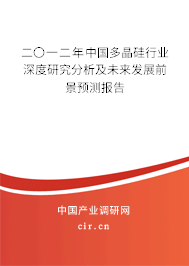 二〇一二年中國多晶硅行業(yè)深度研究分析及未來發(fā)展前景預(yù)測報(bào)告