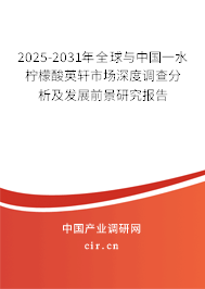 2025-2031年全球與中國一水檸檬酸英軒市場深度調(diào)查分析及發(fā)展前景研究報告