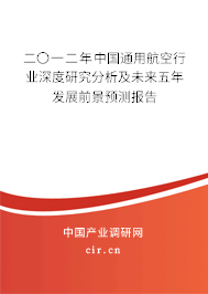 二〇一二年中國(guó)通用航空行業(yè)深度研究分析及未來(lái)五年發(fā)展前景預(yù)測(cè)報(bào)告