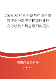 2025-2030年全球與中國全釩液流電池離子交換膜行業(yè)研究分析及市場前景預(yù)測報(bào)告