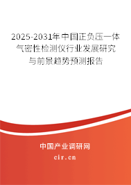 2025-2031年中國正負壓一體氣密性檢測儀行業(yè)發(fā)展研究與前景趨勢預測報告