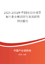 2025-2031年中國電動倉儲叉車行業(yè)全面調(diào)研與發(fā)展趨勢預(yù)測報告