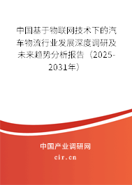 中國基于物聯(lián)網技術下的汽車物流行業(yè)發(fā)展深度調研及未來趨勢分析報告（2025-2031年）