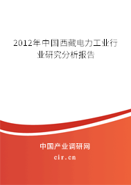 2012年中國(guó)西藏電力工業(yè)行業(yè)研究分析報(bào)告