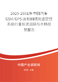 2025-2031年中國汽車GSM/GPS遠程網絡防盜定位系統(tǒng)行業(yè)現(xiàn)狀調研與市場前景報告
