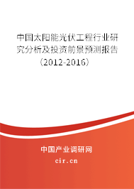 中國太陽能光伏工程行業(yè)研究分析及投資前景預(yù)測報告（2012-2016）