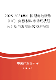 2025-2031年中國鋰電池硬碳（HC）負極材料市場現(xiàn)狀研究分析與發(fā)展趨勢預測報告