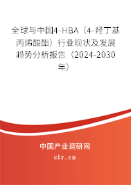 全球與中國4-HBA（4-羥丁基丙烯酸酯）行業(yè)現(xiàn)狀及發(fā)展趨勢分析報告（2024-2030年）