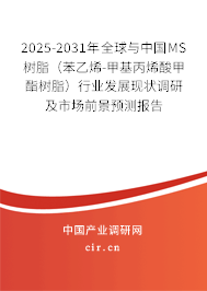 2025-2031年全球與中國(guó)MS樹脂（苯乙烯-甲基丙烯酸甲酯樹脂）行業(yè)發(fā)展現(xiàn)狀調(diào)研及市場(chǎng)前景預(yù)測(cè)報(bào)告