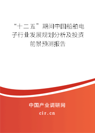 “十二五”期間中國船舶電子行業(yè)發(fā)展規(guī)劃分析及投資前景預測報告