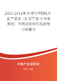 2025-2031年全球與中國4,4'-亞丁基雙（6-叔丁基-3-甲基苯酚）市場調(diào)查研究及趨勢分析報告