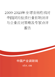 2009-2010年全球金融危機對中國風險投資行業(yè)影響測評與企業(yè)應對策略及專家點評報告