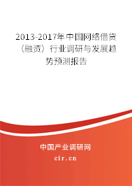 2013-2017年中國網(wǎng)絡借貸（融資）行業(yè)調研與發(fā)展趨勢預測報告