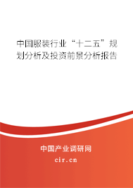 中國服裝行業(yè)“十二五”規(guī)劃分析及投資前景分析報告