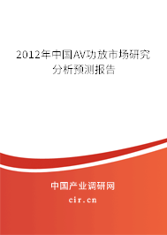2012年中國AV功放市場研究分析預測報告