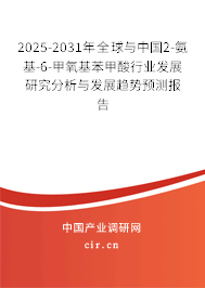 2025-2031年全球與中國2-氨基-6-甲氧基苯甲酸行業(yè)發(fā)展研究分析與發(fā)展趨勢預(yù)測報告