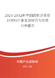 2025-2031年中國改性瀝青密封材料行業(yè)發(fā)展研究與前景分析報告