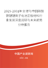 2025-2031年全球與中國磷酸鐵鋰鋰離子電池正極材料行業(yè)發(fā)展深度調(diào)研與未來趨勢分析報告