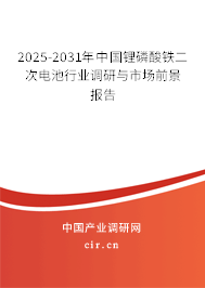 2025-2031年中國鋰磷酸鐵二次電池行業(yè)調研與市場前景報告