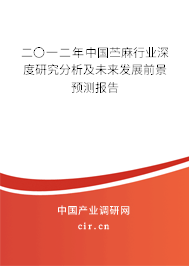 二〇一二年中國苧麻行業(yè)深度研究分析及未來發(fā)展前景預(yù)測報告