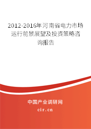 2012-2016年河南省電力市場運行前景展望及投資策略咨詢報告