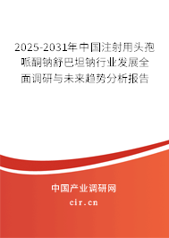 2025-2031年中國注射用頭孢哌酮鈉舒巴坦鈉行業(yè)發(fā)展全面調(diào)研與未來趨勢分析報告