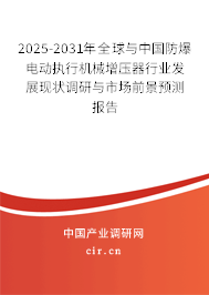 2025-2031年全球與中國防爆電動執(zhí)行機械增壓器行業(yè)發(fā)展現(xiàn)狀調(diào)研與市場前景預測報告
