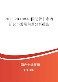 2025-2031年中國胡蘿卜市場研究與發(fā)展前景分析報告