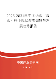 2025-2031年中國紙巾（濕巾）行業(yè)現(xiàn)狀深度調研與發(fā)展趨勢報告