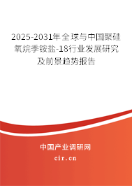2025-2031年全球與中國聚硅氧烷季銨鹽-18行業(yè)發(fā)展研究及前景趨勢報告