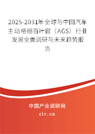 2025-2031年全球與中國汽車主動格柵百葉窗（AGS）行業(yè)發(fā)展全面調(diào)研與未來趨勢報告