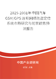 2025-2031年中國汽車GSM/GPS遠(yuǎn)程網(wǎng)絡(luò)防盜定位系統(tǒng)市場研究與前景趨勢預(yù)測報(bào)告
