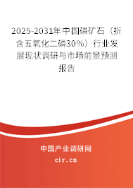2025-2031年中國磷礦石（折含五氧化二磷30％）行業(yè)發(fā)展現(xiàn)狀調(diào)研與市場(chǎng)前景預(yù)測(cè)報(bào)告
