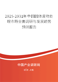 2025-2031年中國固體廢物處理市場全面調(diào)研與發(fā)展趨勢預測報告