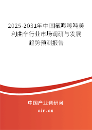 2025-2031年中國氟哌噻噸美利曲辛行業(yè)市場調(diào)研與發(fā)展趨勢預(yù)測報(bào)告